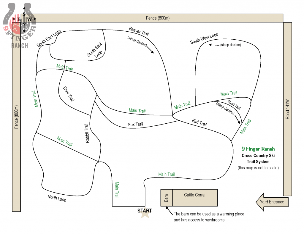 map of the skitrails on the ranch property
